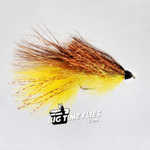 Coffey's Conehead Sparkle Minnow - JJ - Brown Over Yellow - Fly Fishing Streamer Flies