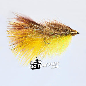 Coffey's Conehead Sparkle Minnow - Brownie - Tan Brown Over Yellow - Trout Streamers - Fly Fishing Flies