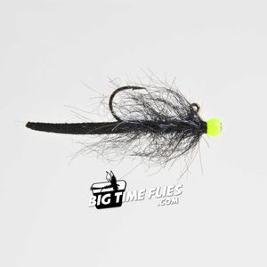 Balanced Leather Leech - Black and Chartreuse - Green Bead