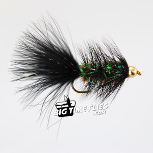 Crystal Bugger - Bead Head - Black - Cactus Chenille - Fly Fishing Flies