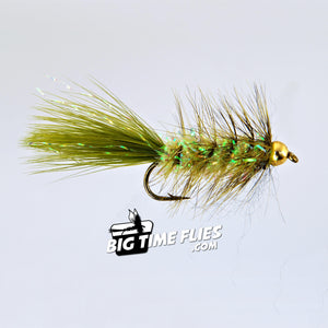 Crystal Wooly Bugger - Olive - Bead Head - Cactus Chenille - Fly Fishing Flies