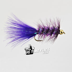 Crystal Wooly Bugger - Bead Head - Purple- Cactus Chenille - Fly Fishing Flies