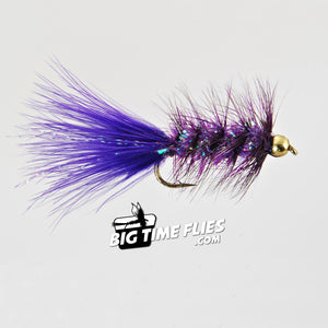Crystal Bugger - Bead Head - Purple - Cactus Chenille - Fly Fishing Flies