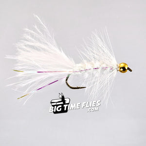 Flashabou Bead Head Bugger - White - Fly Fishing Flies
