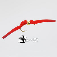 Gummy Worm - Red - Bead Head - Fly Fishing Flies