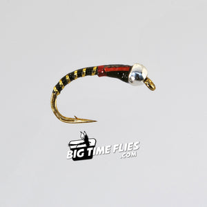 Black Red Neck Nugget  - Chironomids Midge - Fly Fishing Trout Flies