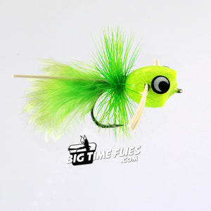 Bream - Lime Green Chartruese - Bluegill Panfish Popper - Fly Fishing Flies