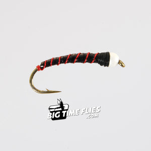 Chan's Chironomid Bomber - White Bead - Black/Red - Fly Fishing Flies