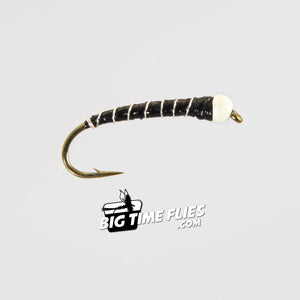 Brian Chan's Chironomid Bomber - White Bead - Black/Silver - Fly Fishing Stillwater Lake Flies