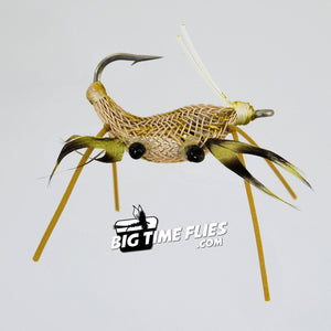 Flexo Crab- Olive - Hollow Mesh Body Permit - Fly Fishing Flies