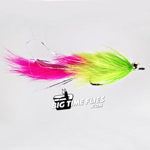 Hare Ball Leech - Pink / Chartreuse  - Salmon Steelhead Fly Fishing Flies