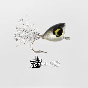 Harvey's Saltwater Cupped Popper - Silver - Micro Mini Small - Fly Fishing Flies