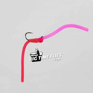 Two Tone Squirminator - Barbless - Pink Red - Worm - Fly Fishing Flies
