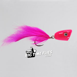 Ultra Wog - Pink - Silver Coho Salmon Topwater Popper Articulated - Fly Fishing Flies