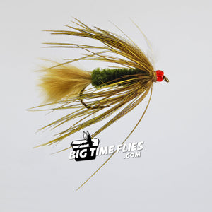 Olive WIlly - Red Glass Bead - Stillwater Lake Trout Fly Fishing Flies