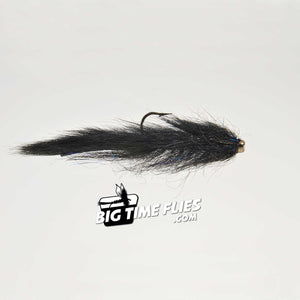 Black Balanced Squirrel Leech - Jig Fly Fishing Flies - Bass Trout Panfish