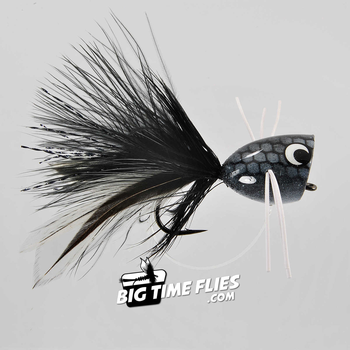 Bass Popper - Luna Black - Warmwater Fly Fishing Flies – BigTimeFlies