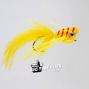 Bass Popper - Yellow Red - Weed Guard - Fly Fishing Flies