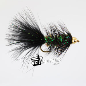 Crystal Wooly Bugger - Bead Head - Black - Cactus Chenille - Fly Fishing Flies