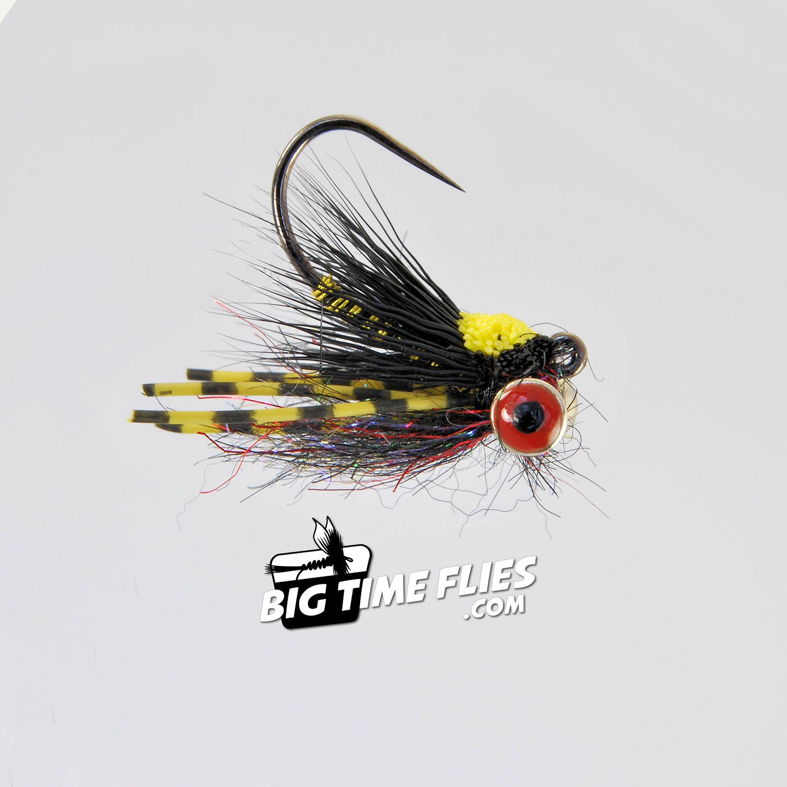 Bluegill Mini Slider - Black/Yellow - Panfish Flies – BigTimeFlies