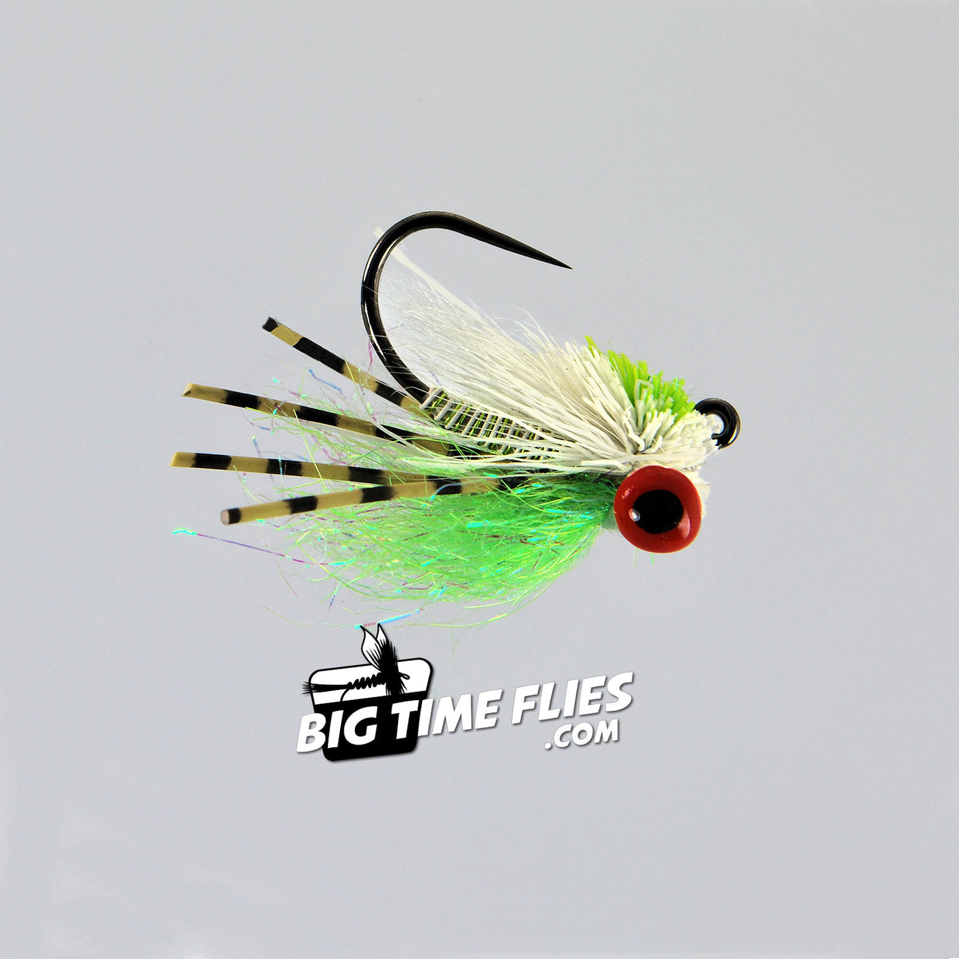 Bluegill Mini Slider - White/Chartreuse - Panfish Flies – BigTimeFlies