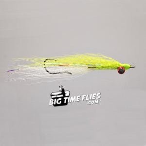 Clouser Minnow Stinger - Articulated Trailing Hook - Chartreuse & White - Fly Fishing Flies