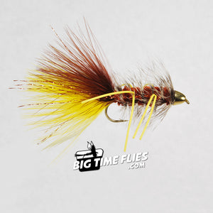 Cone Head Rubber Legs  JJ Special - Brown Yellow Wooly Bugger - J.J. Special - Fly Fishing Flies