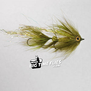 Three (3) Peanut Envy Tandem Articulated Fly Fishing Streamers (Olive) Size  4