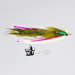 Dolly Llama - Olive & White - Articulated Streamers - Fly Fishing Flies