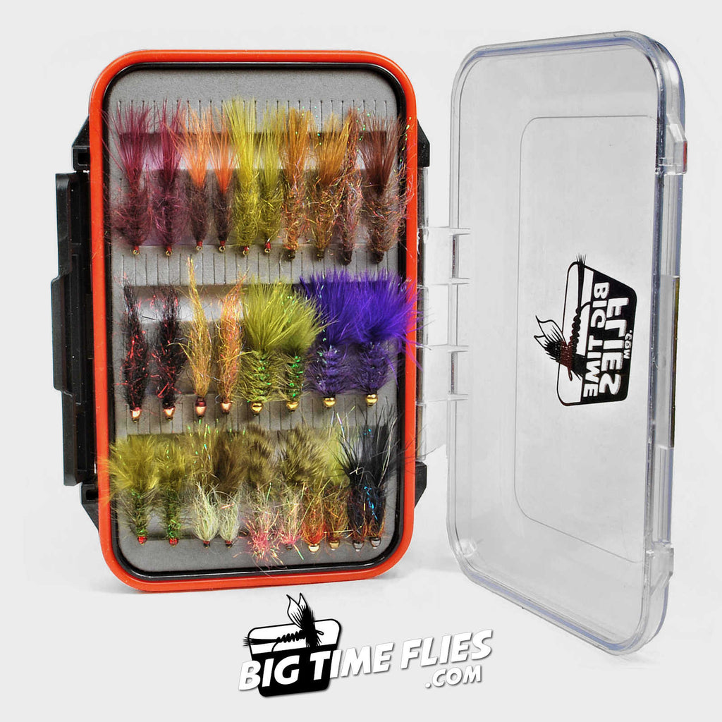 Flies selection hotfly LAKE EVOLUTION V1 - 36 barbless flies with box