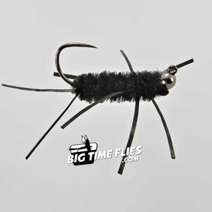 Jiggy Pat's Rubber Legs Stone - Black - Fly Fishing Flies