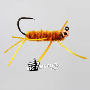 Jiggy Pat's Rubber Legs Stone - Golden Brown/Yellow - Stonefly Jig Nymphs - Fly Fishing Flies