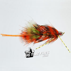 John's Lion Bugger - Orange Olive - Cone Head Rubber Legs - Fly Fishing Flies