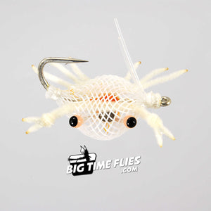 Micro Flexo Crab - White - Bonefish Permit Trigger - Fly Fishing Flies