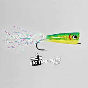 Pearly Popper - Green Yellow - Offshore Saltwater Fly Fishing Popper Flies