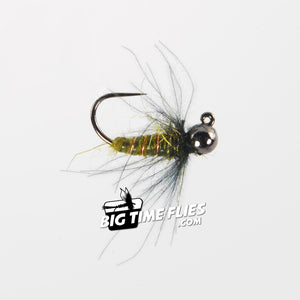 Schmidt's Jigged Caddis Pupa - Olive Green - Euro Nymph Jig - Fly Fishing Flies