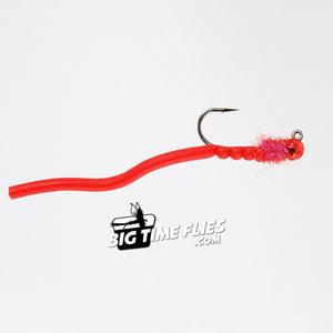 Squirmy Wormie Jig - Red - Squirmy Wormy Euro Jig - Fly Fishing Flies