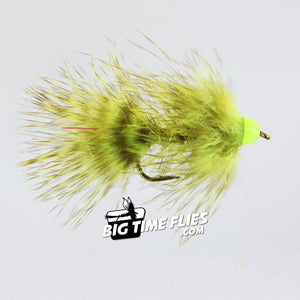 TDF Hot Cone Head Wooly Bugger - Chartreuse - Streamer Fly Fishing Flies
